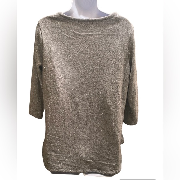 Emily Daniels Silver 3/4 Sleeve Scoop Neck Top - Picture 2 of 3